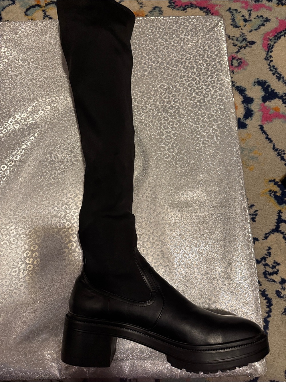 Zara Black Slip-On Block Heel Chelsea Boot